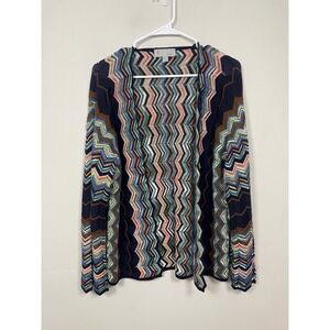 M Missoni Chevron Open Front Wool Blend Cardigan Size 8 Designer Luxury Spring